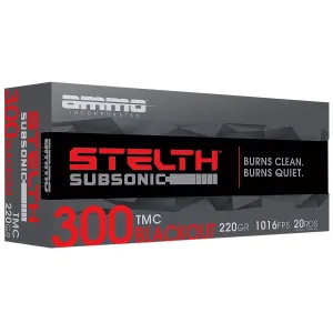 Ammo Inc 300B220TMCSTLA20 stelTH 300Blackout 220gr Total Metal Case 20 Per Box/10 Case Centerfire, Rifle Ammunition