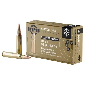 PPU PPM2231 Match 223Rem 69gr Hollow Point Boat Tail 20 Per Box/50 Case Centerfire, Rifle Ammunition