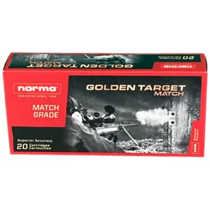 Norma Ammunition 10157692 Dedicated Precision Golden Target Match 223Rem 69gr Boat Tail Hollow Point 20 Per Box/10 Case, Centerfire Rifle Ammo