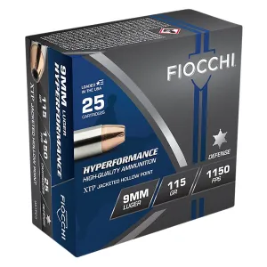 Fiocchi 9XTP25 Hyperformance 9mmLuger 115gr Hornady XTP Hollow Point 25 Per Box/20 Case Centerfire, Handgun Ammunition