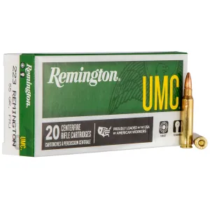 Remington 23711 UMC 223Rem 55gr Full Metal Jacket 20 Per Box/10 Case Centerfire, Rifle Ammunition