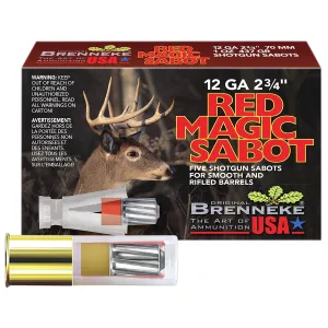 Brenneke SL122RMS Red Magic 12Gauge 2.75 in 1oz Sabot Slug Shot 5 Per Box/50 Case, Shotgun Shells
