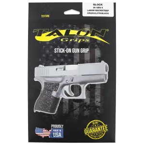 Talon Grips 378G Adhesive Grip Textured Black for Glock 26,27,28,33,39 Gen5 with Large Backstrap