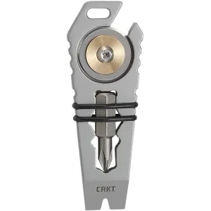 CRKT 9913 Pry Cutter Keychain Tool Silver Stainless Steel 2.61 in Long Features Bottle Opener/Cord Cutter//Hex Wrench & Bit