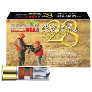 Brenneke SL282BR Brenneke 28 28Gauge 2.75 in 5/8oz Slug Shot 5 Per Box/50 Case, Shotgun Shells
