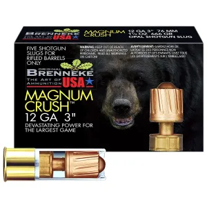 Brenneke SL123CMR Magnum Crush 12Gauge 3 in 1 1/2oz Slug Shot 5 Per Box/50 Case, Shotgun Shells