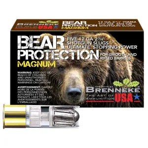 Brenneke SL122BPM Bear Protection 12Gauge 2.75 1 3/8oz Slug Shot 5 Per Box/50 Case, Shotshell Slug Loads