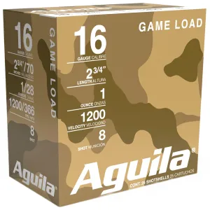 Aguila 1CHB1618 Birdshot Standard Velocity 16Gauge 2.75 in 1oz 8Shot 25 Per Box/10 Case, Shotgun Shells