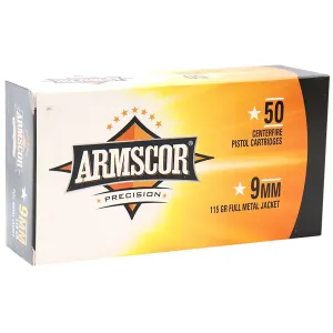 Armscor 50043PH USA 9mm 115gr Full Metal Jacket 50 Per Box/20 Case, Centerfire Handgun Ammo
