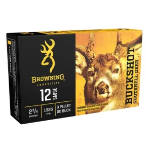 Browning Ammo B193111222 Buckshot Shotshell Deer 12 Gauge 2.75 in 9 Pellets 00 Buck Shot 15 Per Box/ 10 Cs