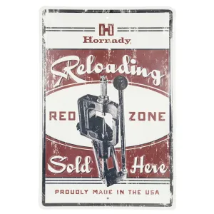 Hornady 99130 Reloading Red Zone Tin Sign Red White Black Tin 12 in x 18 in
