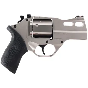 Chiappa 340290 Rhino 30DS Small Frame 357 Mag 6 Shot, 3 in Nickel-Plated Steel Vent Rib Barrel & Cylinder, Nickel-Plated Aluminum Frame, Black Rubber Grip, Concealed Hammer , Revolver