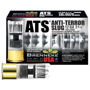 Brenneke SL122ATS ATS Home Defense 12Gauge 2.75 in 1oz Slug Shot 5 Per Box/50 Case, Shotgun Shells