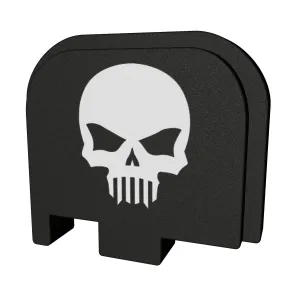 Bastion Slide Back Plate, Skull, Black and White, Fits Glock 43 BASGL-043-BW-BTSKUL