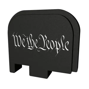 Bastion Slide Back Plate BASGL-043-BW-PEPLTX, We The People, Black and White, Fits Glock 43 BASGL-043-BW-PEPLTX