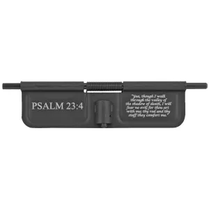 Bastion Psalm 23:4 BASEPDC-BW-PSM234, AR-15 Ejection Port Dust Cover, Black/White Finish