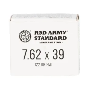 Red Army Standard Ammunition AM3092, 7.62x39mm, 122 gr, Steel Case, Full Metal Jacket, 20 Rounds