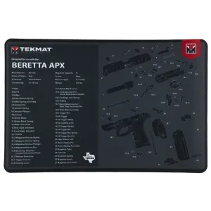 TekMat Cleaning Mat TEK-R17-BER-APX, Pistol Size, 11 inx17 in, For Beretta APX, Black TEK-R17-BER-APX
