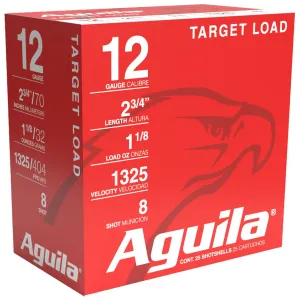 Aguila 1CHB1248 Sporting Clays High Velocity 12Gauge 2.75 in 1 1/8oz 8Shot 25 Per Box/10 Case, Shotgun Shells