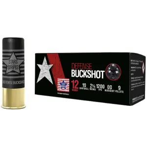 Stars and Stripes Defense Ammunition 12 Gauge 2.75 in CBUCK9, Buckshot, 9 Pellets, 10 Round Box CBUCK9