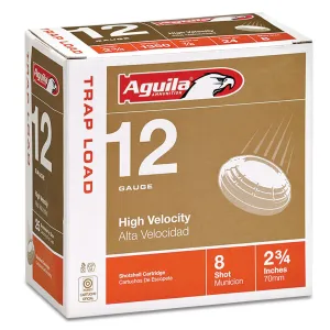 Aguila 1CHB1252 Trap Load High Velocity 12Gauge 2.75 in 7/8oz 8Shot 25 Per Box/10 Case, Shotgun Shells