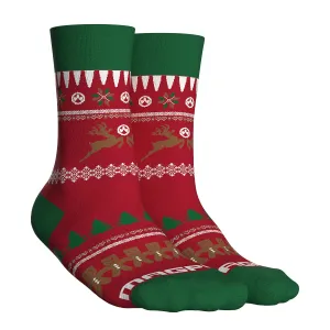 Magpul MAG1372375 Ugly Christmas GingARbread Man L/XLt Multi-Color Polyester/Spandext Crew Sock