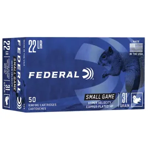 Federal 724 Small Game & Target 22LR 31gr Copper Plated Hollow Point 50 Per Box/100 Case Rimfire Ammunition