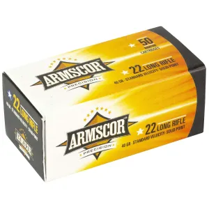 Armscor 50012PH Precision 22LR 40gr Standard Velocity Solid Point 50 Per Box/100 Case Rimfire Ammunition