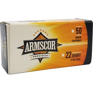 Armscor 50415 Precision 22Short 29gr Solid Point 50 Per Box/100 Case, Rimfire Ammuinition