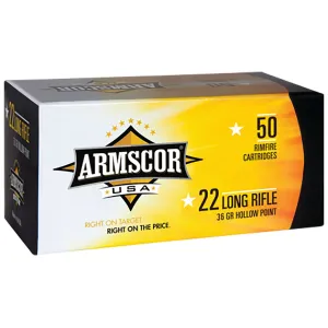 Armscor 50015PH Precision 22LR 36gr High Velocity Hollow Point 50 Per Box/100 Case Rimfire Ammunition