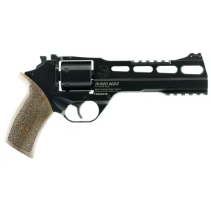 Chiappa 340167 Rhino 60DS Large Frame 9mm Luger 6 Shot, 6 in Black Anodized Steel Vent Rib Barrel & Cylinder, Black Anodized Aluminum Frame, Walnut Grip, Concealed Hammer , Revolver