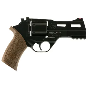 Chiappa 340165 Rhino 40DS Medium Frame 9mm Luger 6 Shot 4 in Black Anodized Steel Vent Rib Barrel, Blued Steel Cylinder, Black Anodized Aluminum Frame, Walnut Grip, Concealed Hammer , Revolver