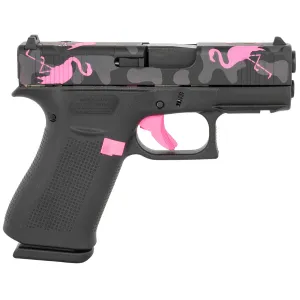 Glock PX4350204FRMOSMM G43X MOS Miami Mingo Sub-Compact Frame 9mm Luger 10+1 3.41 Black GMB Barrel, Black w/Pink Flamingos MOS Cut/Serrated Steel Slide, Black w/Pink Accents Poly Frame w/Pic Rail, Black Textured, Ambi, Pistol