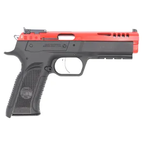 Tanfoglio TFFORCE22 Force 22 LR 10+1 4.40 Stainless Steel Barrel, Red Ported Slide, Black Poly Frame w/Beavertail & Pic Rail, Black Textured Grip, Rimfire Pistol