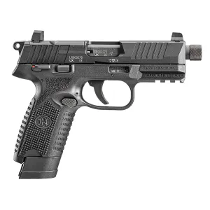 FN 66101683 502 Tactical 22 LR 10+1/15+1 4.60 Steel Threaded Barrel, Black Optic Ready/Serrated Slide & Poly Frame w/Pic Rail, Black Textured Poly Grip, Ambi, 5 Mags, Rimfire Pistol