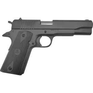 Rock Island 56867 GI Full Size Frame 10mm Auto 8+1 5 Black Bull BBL, Black Parkerized Serr Steel Slide, Black Parkerized Steel Frame w/Beavertail, Black Rubber Grip,Pistol
