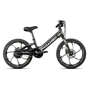 Rambo Bikes R250TB Trailbreaker Kids Matte Black, Single Speed, 250W Hub Motor, 17 mph Speed