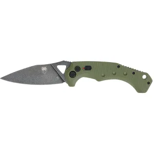 CobraTec Knives ODGAFRYK Ryker 3.75 Fold Plain Black Stonewashed D2 Steel Blade, 5 OD Green Textured G10 Handle, Knife