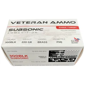 Hyperion Munitions HMBX300BLK22050 300 Blackout 220 gr Full Metal Jacket 50 Per Box/10 Case, Centerfire Rifle Ammo