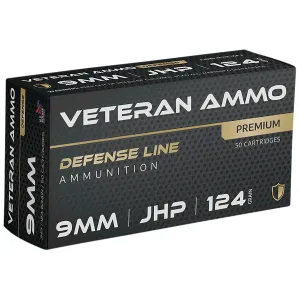Hyperion Munitions HMBX911 Veteran Ammo 9mm 124 gr Jacketed Hollow Point 50 Per Box/20 Case, Centerfire Handgun Ammo