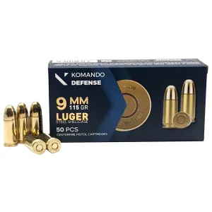 Dickinson BRASS/STL9mm Luger 115gr Full Metal Jacket 50 Per Box/20 Case,Centerfire Handgun Rounds
