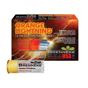 Brenneke SL122OL Orange Lightning 12Gauge 2.75 1oz Slug Shot 5 Per Box/50 Case,Shotshell Slug Loads
