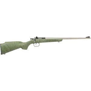 Crickett KSA2442 Gen2 Youth 22 LR 1rd 16.13 Stainless Single Shot BBL, Stainless Rcvr, Green w/Black Webbing Fixed Synthetic Stock,Rimfire Rifles