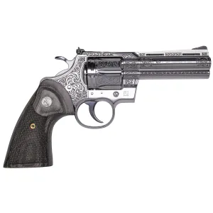 Cnc Firearms CNCPYNRES4 Colt Python Renaissance 357 Mag 6 Shot 4.25 Stainless Engraved BBL, Cylinder & Frame, Walnut Grip,Revolver