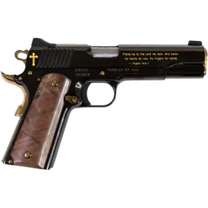Cnc Firearms CNCCRUS1911 Kimber 1911 Crusader Limited Edition Full Size 45 ACP 7+1 5 Stainless Match Grade BBL, Diamond Like Coating w/24kt Gold Inlay Engraving Slide & Steel Frame, Walnut Grip,Pistol