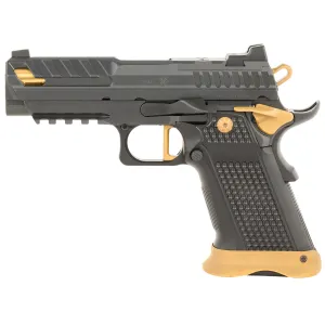Fusion Firearms XP9BLKG10 XP Pro 9mm Luger 10+1 4 Gold Bull BBL, Black Steel Optic Cut/Serr/Vent Cut Slide, Black w/Gold Accents Steel Frame w/Pic Rail, Black Alum Grip, RMR Footprint,Pistol