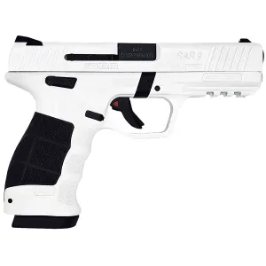 SAR USA SAR9STORMWT SAR9 Storm Full Size Frame 9mm 17+1 4.40 Black Steel Barrel, White Cerakote Steel Serrated Slide, White Cerakote Poly Frame w/Pic Rail, Interchangeable Panels Grip, Pistol