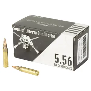 Sons of Liberty Gun Works 556NATO, 55 Grain, Full Metal Jacket, 50 Round Box 556-55FMJ-1000