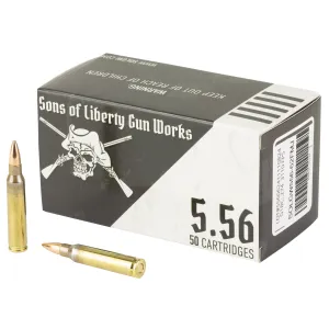Sons of Liberty Gun Works 556NATO, 62 Grain, Full Metal Jacket, 50 Round Box 556-62FMJ-1000