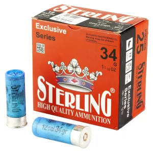 Sterling Exclusive Series, 12 Gauge 2.75 in, #4, 1 3/16 oz, Shot Shell, 25 Round Box 8698779951023
